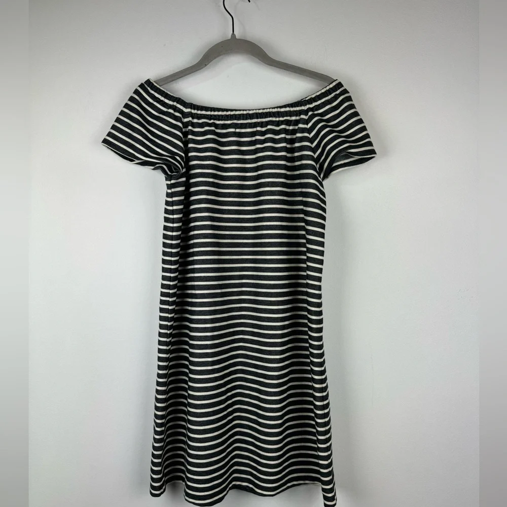Madewell Mimi Stripe Off the Shoulder Minidress, Black and White Stripe, Size S - Picture 2 of 8
